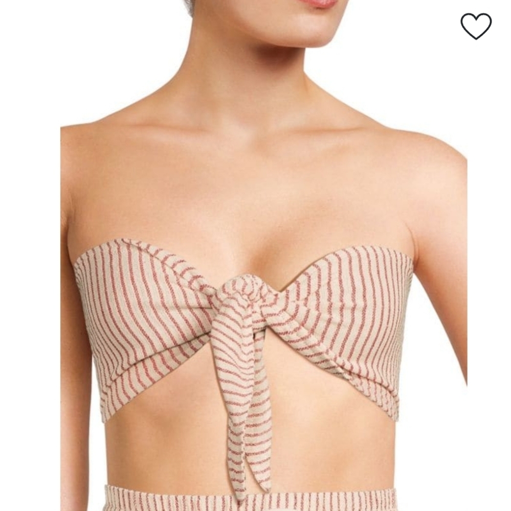 Gottex Beige and Red Striped Bandeau Top